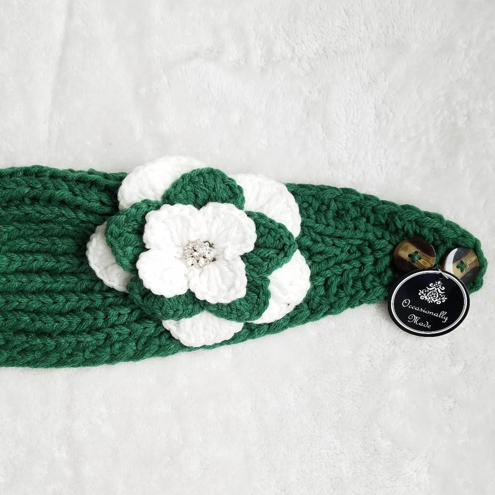 Boutique Knit Scarf with Buttons, NWT